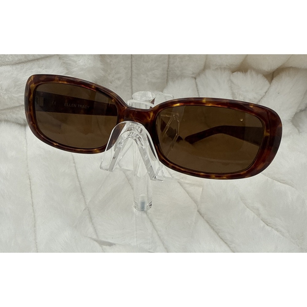 ELLEN TRACY ETS 684 AUTHENTIC DESIGNER SUNGLASSES THICK TORTOISE RECTANGLE FEMME